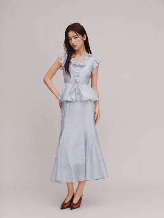 Embroidered Ruffle Top