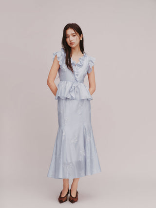 Embroidered Ruffle Top