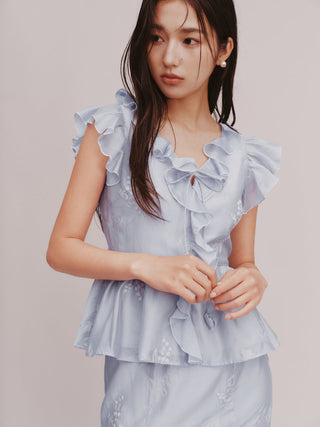 Embroidered Ruffle Top