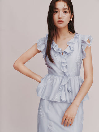 Embroidered Ruffle Top