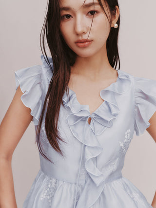 Embroidered Ruffle Top
