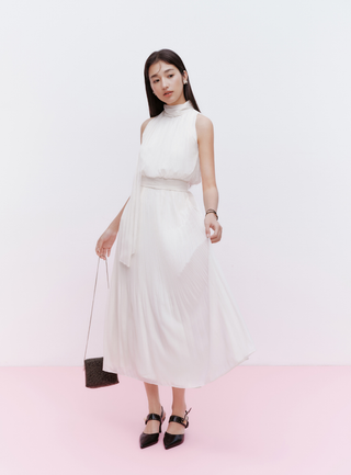 Chiffon Pleated Flare Dress