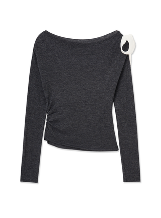 Shoulder Ribbon Knit Top