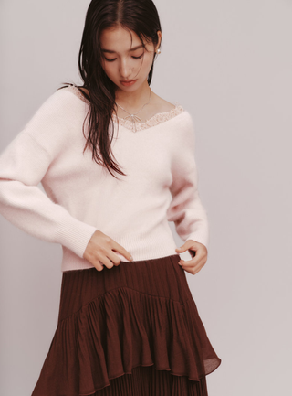 Lace Collar Knit Top
