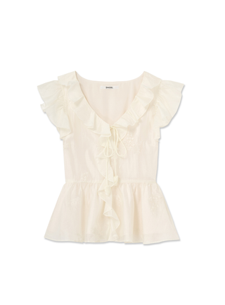 Embroidered Ruffle Top
