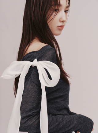 Shoulder Ribbon Knit Top