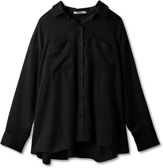  Simple Satin Long Sleeve Tops in black, A Premium, Fashionable, and Trendy Women's Tops at SNIDEL USA