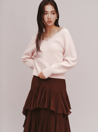 Lace Collar Knit Top