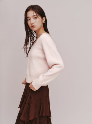 Lace Collar Knit Top