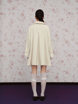 Ribbon-Collar Wool Coat