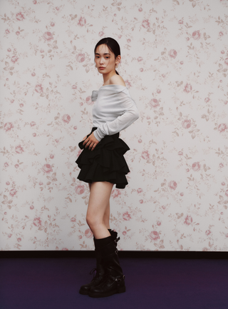 Shoulder Ribbon Knit Top