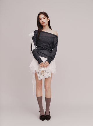 Shoulder Ribbon Knit Top