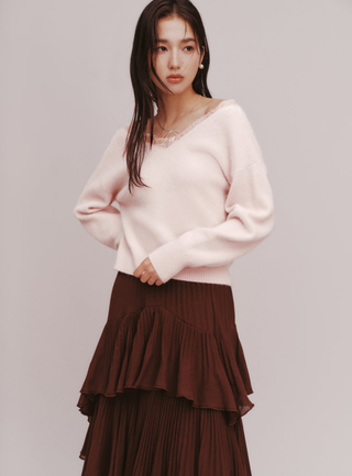 Lace Collar Knit Top