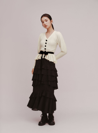 Ruffle Hem Cardigan