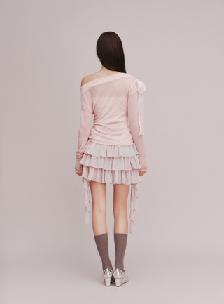 Shoulder Ribbon Knit Top