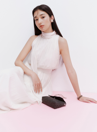 Chiffon Pleated Flare Dress