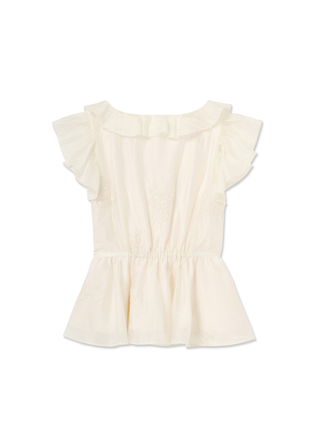 Embroidered Ruffle Top