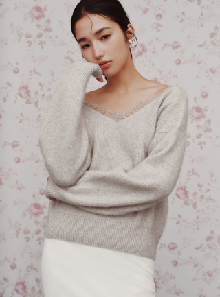 Lace Collar Knit Top