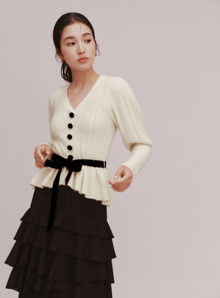 Ruffle Hem Cardigan