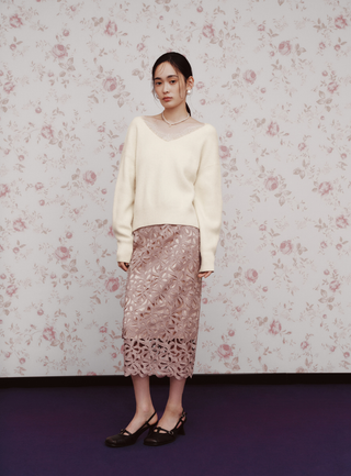Lace Collar Knit Top