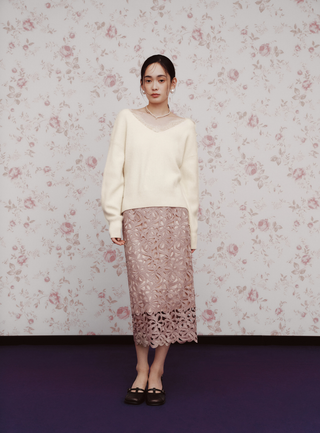 Lace Collar Knit Top