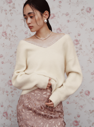 Lace Collar Knit Top
