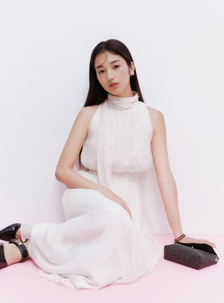 Chiffon Pleated Flare Dress