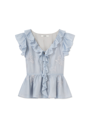 Embroidered Ruffle Top