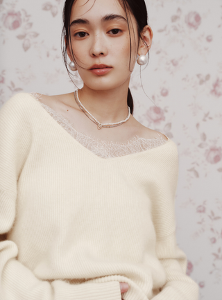 Lace Collar Knit Top