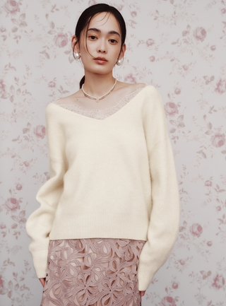 Lace Collar Knit Top