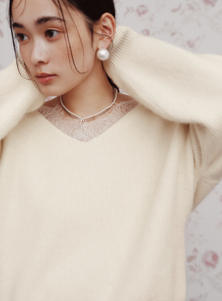 Lace Collar Knit Top