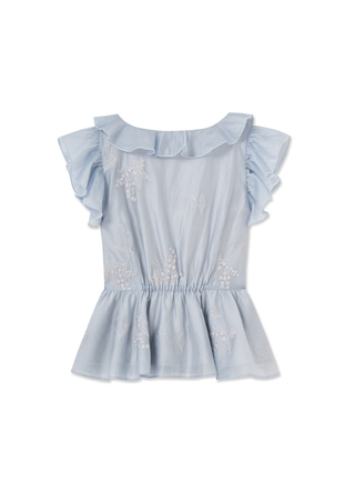 Embroidered Ruffle Top