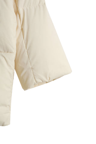 Scarf-Detail Down Coat in CREAM, Premium Women's Outwear at SNIDEL USA.