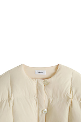 Scarf-Detail Down Coat in CREAM, Premium Women's Outwear at SNIDEL USA.