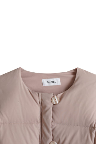 Scarf-Detail Down Coat in PINK, Premium Women's Outwear at SNIDEL USA.