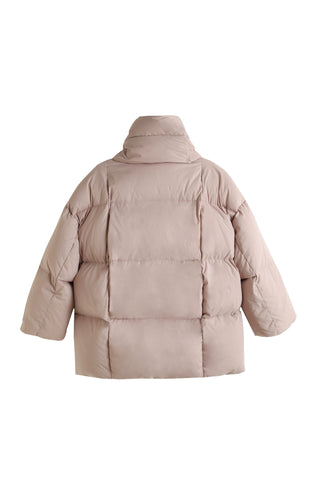 Scarf-Detail Down Coat in PINK, Premium Women's Outwear at SNIDEL USA.