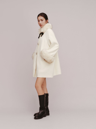 Fur-Collar Wool Coat