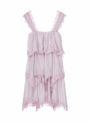 Lace-Trimmed Tiered Mini Dress