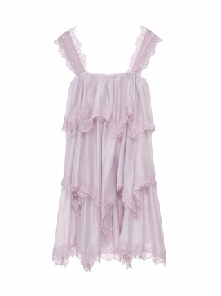 Lace-Trimmed Tiered Mini Dress