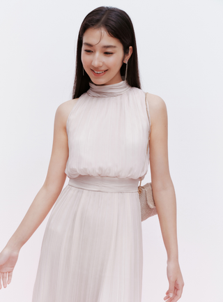 Chiffon Pleated Flare Dress