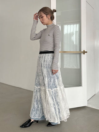 Lace Maxi Skirt in White, Premium Fashionable Women's Skirts & Skorts at SNIDEL USA