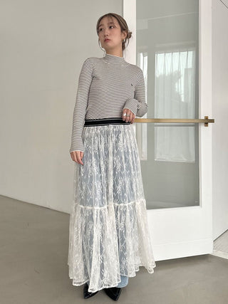 Lace Maxi Skirt in White, Premium Fashionable Women's Skirts & Skorts at SNIDEL USA