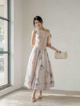 Ribbon Detail Knit Combo Dress
