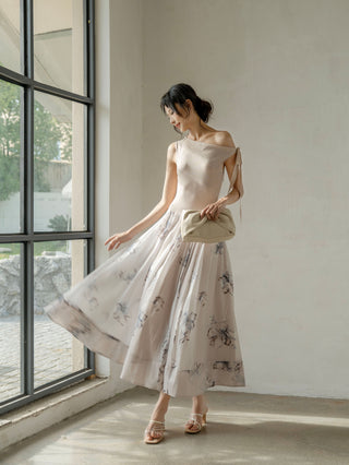 Ribbon Detail Knit Combo Dress