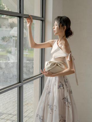 Ribbon Detail Knit Combo Dress