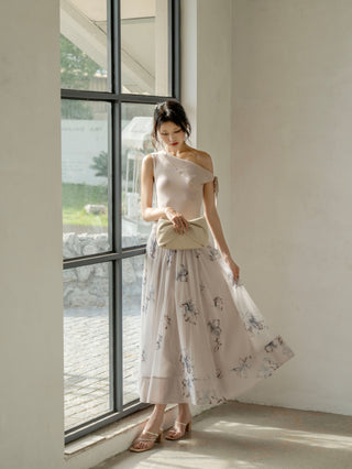 Ribbon Detail Knit Combo Dress