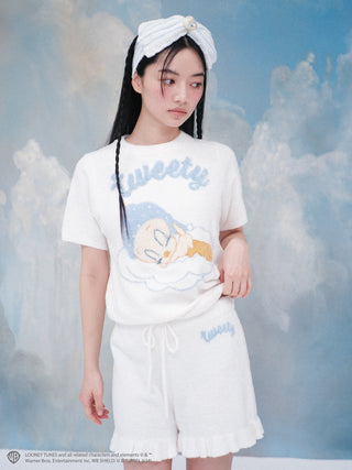 Tweety Bird Lounge Shorts in Ivory at Women's Luxurious Loungewear Outfits & Accessories at SNIDEL USA