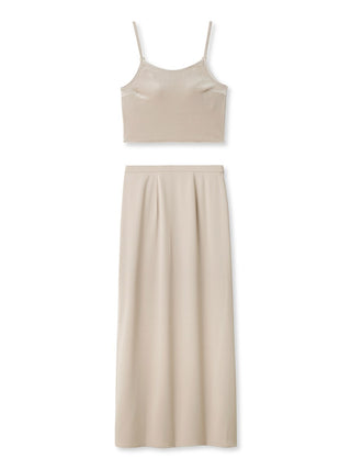 Velour Cami & Maxi Skirt Coordinates Set in beige, premium women's dress at SNIDEL USA