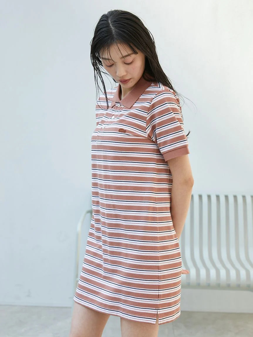 lacoste women dress short-sleeve Polo Mini | Green pearl buttons Women's Ultra Dry Heritage Trim