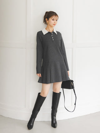Collared Pleated Mini Dress